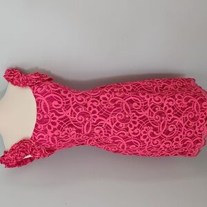 Lilly Pulitzer Mara Hot Pink About Face Two Tone‎ Scallop Lace Ruffle Dress sz 4